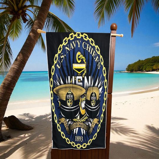 Navy Chief Microfiber Beach Towel - Quick Drying Deployment Gift