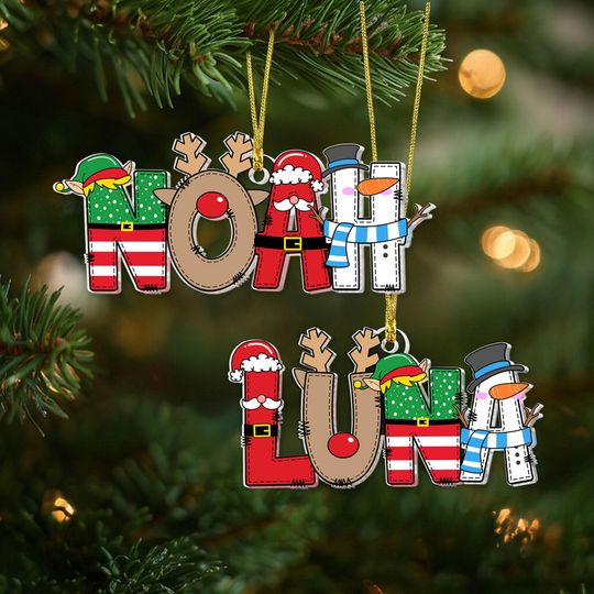 Personalized Acrylic Alphabet Christmas Ornament: Kids Gift