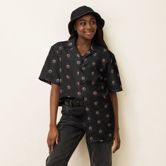 Scary Horror Eyeballs Patterned Button Down Shirt