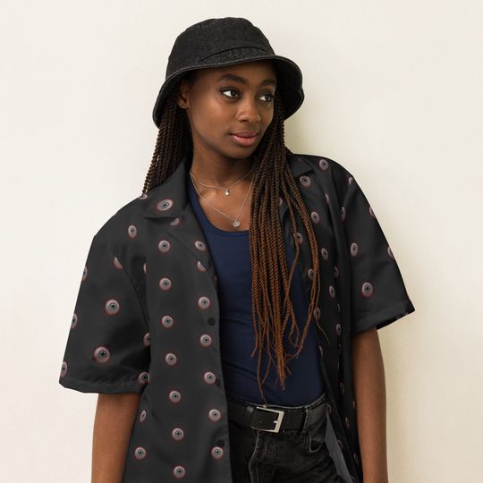 Scary Horror Eyeballs Patterned Button Down Shirt