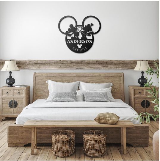Custom Minnie & Mickey Metal Sign  Personalized Family Name and Established Date  Disney-Inspired Home Decor Wedding and Anniversary Gift