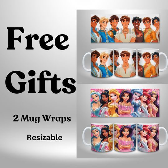 3D Halloween Mini Classic Cartoon Character Mug Wrap,  Mug Sublimation Wrap