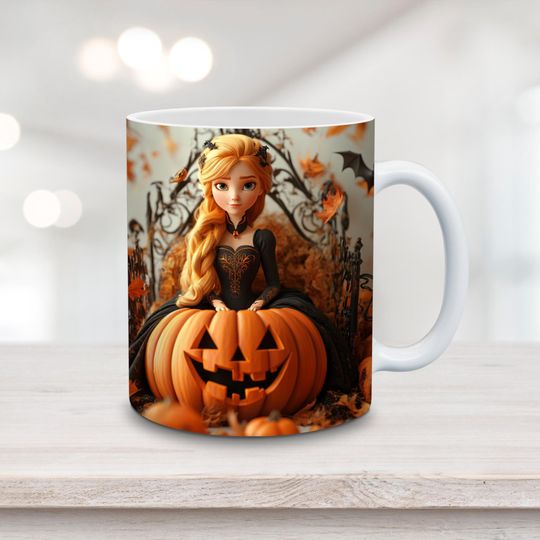 3D Halloween Mini Classic Cartoon Character Mug Wrap,  Mug Sublimation Wrap