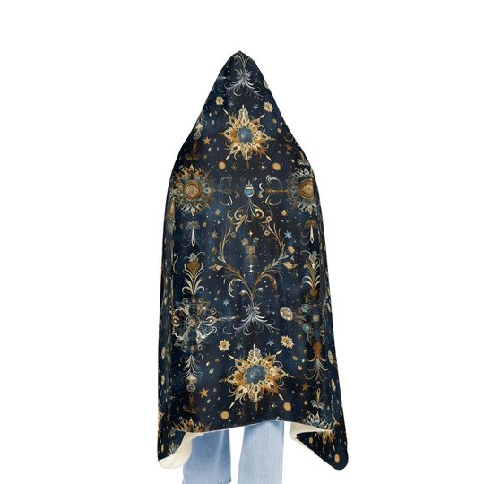 Cosmic Elegance Hooded Snuggle Blanket | Cozy Home Decor, Gift for Her, Stargazer Blanket, Winter Snuggle, Unique Throw