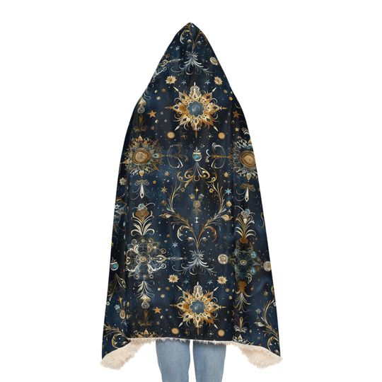 Cosmic Elegance Hooded Snuggle Blanket | Cozy Home Decor, Gift for Her, Stargazer Blanket, Winter Snuggle, Unique Throw
