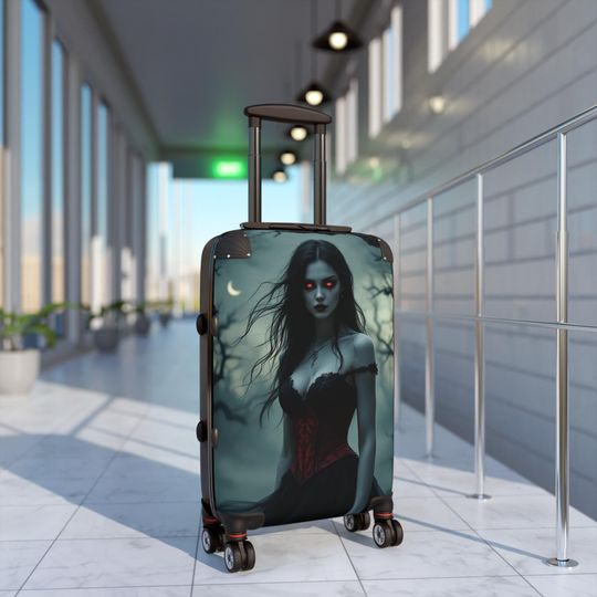 Gothic Vampire Suitcase, Dark Traveler Bag, Spooky Luggage