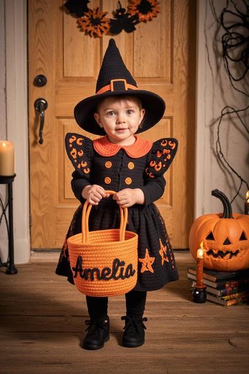 Custom Halloween Name Basket,Personalized Baby Name Cotton Basket Gift, Toys Storage Basket,Nursery Gift,Custom Baby Gifts,Halloween Gifts