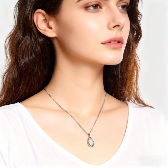 Personalized Teardrop Pet Urn Necklace for Cremation Keepsake