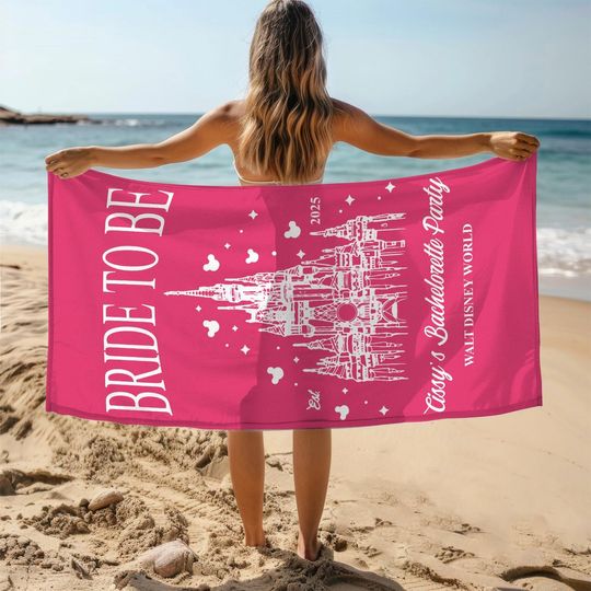 Custom Disney Bachelorette Party Towel, Beach Bride Crew Towel, Team Bride Matching Towel, Magic Kingdom Towel