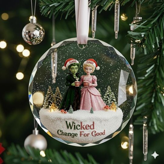 Custom Wicked Ornament, Glinda and Elphaba Christmas Gift, Broadway Musical Keepsake