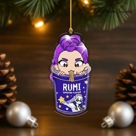Rumi Acrylic Ornament, Noodle Cup Chibi, Kpop Demon Hunter Ornament Decor