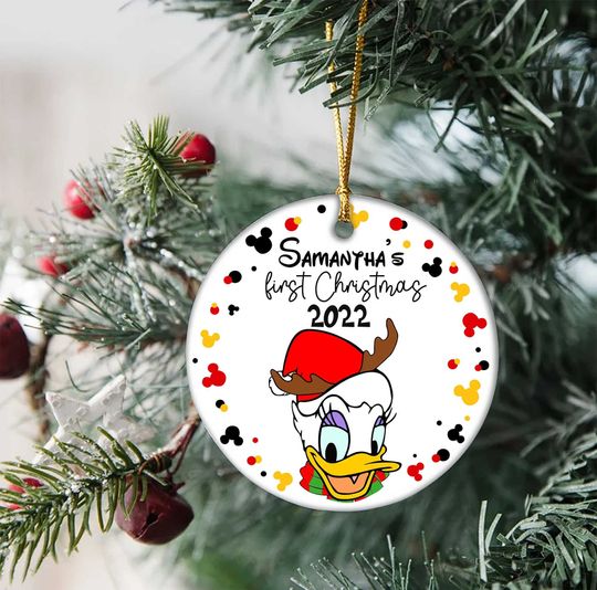 Baby's First Christmas Ornament, Personalized Minnie Daisy Ornament, Disney Christmas