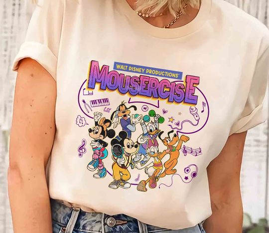 Mickey and Friends Shirt, Vintage Disney Mousercise 90s Promotional Shirt