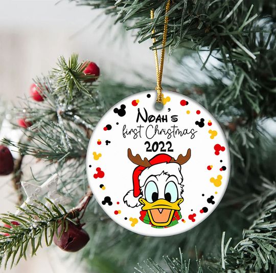 Baby's First Christmas Ornament, Personalized Donald Duck Ornament, Disney Christmas