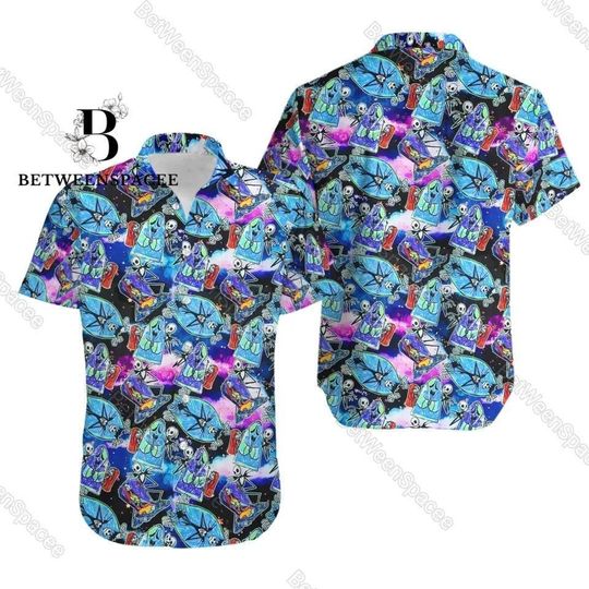 Jack And Sally Button Shirt, Jack Skellington Sally Button Up Shirt