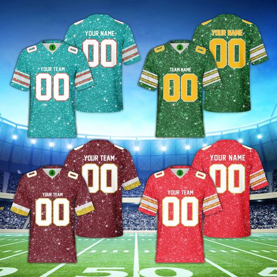 Custom Faux Football Team Jersey, Personalized Name College Football Jersey