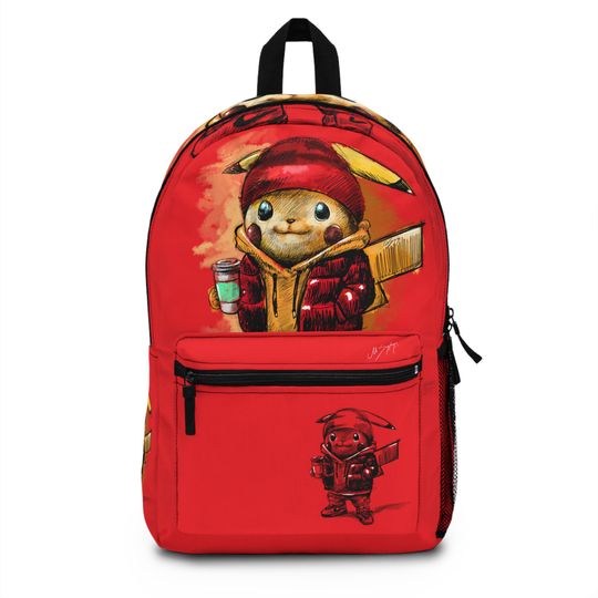 Hand-Drawn Cartoon Kids Backpack with Customizable Name