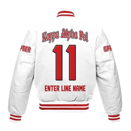 Ireishprint Custom Printed Chapter KAP Varsity Jacket, Personalized White Fraternity Jackets