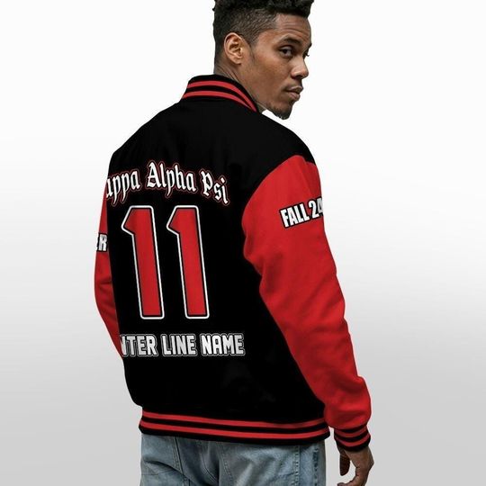 Ireishprint Custom Chapter KAP Printed Varsity Jacket, Personalized Black Krimson Sleeves 1911 Fraternity Jackets