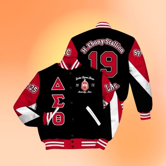 Ireishprint Delta Sigma Theta Chapter Varsity Jacket, Personalized Triangle Black 1914 Sorority Jacket