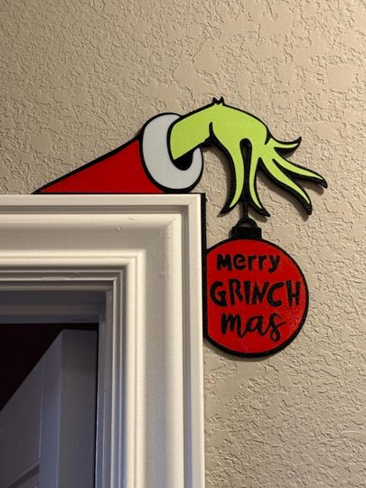 Green Monster Door Corner Topper Holiday Decor 3D Printed