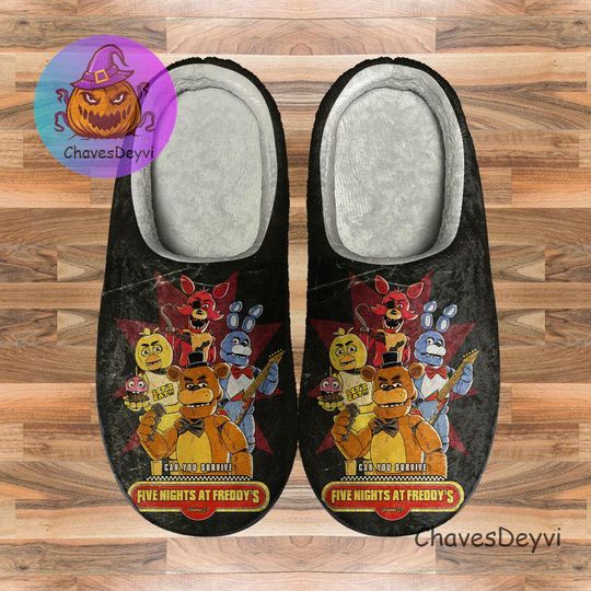 Five Nights at Freddy's Cozy Unisex Winter Slipper, Halloween Winter Shoe, Custom Slipper, Soft Indoor Shoe, Indoor Slipper