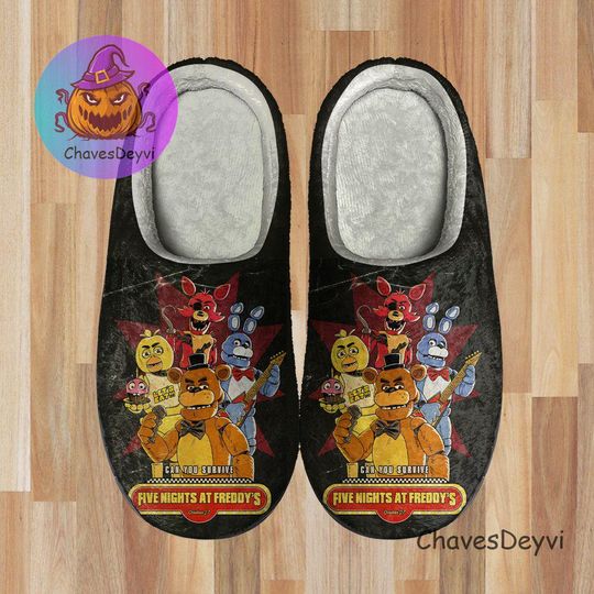 Five Nights at Freddy's Cozy Unisex Winter Slipper, Halloween Winter Shoe, Custom Slipper, Soft Indoor Shoe, Indoor Slipper