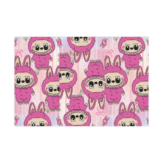 Labubu Gift Wrap: Pink Charming Artisan Wrapping Paper