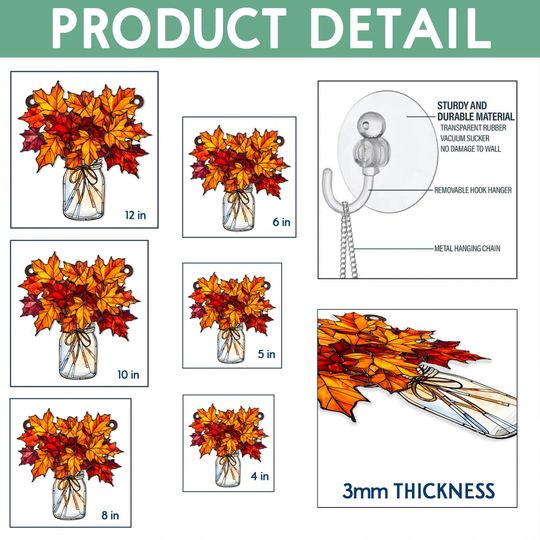 Thanksgiving Turkey Suncatcher: Acrylic Fall Window Hanging with Pumpkins