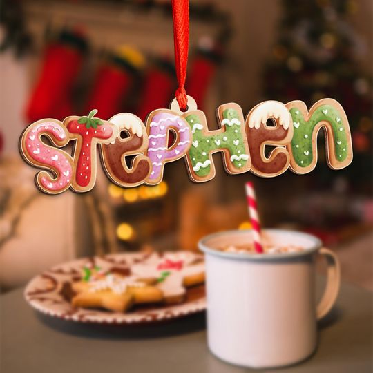 Custom Gingerbread Alphabet Ornament, Kids Name Ornament, Christmas Tag for Stockings, Kids Christmas Gifts, Christmas Ornaments for Family
