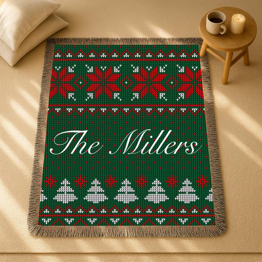 Woven Blanket,personalized christmas Woven Blanket, christmas Gift for Family, Winter Decor, Holiday Blanket