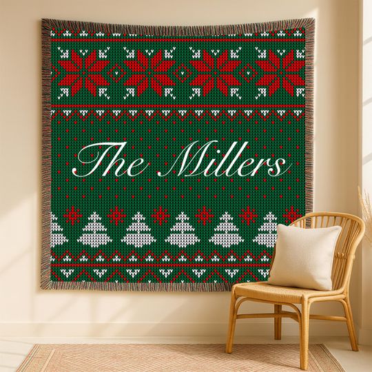 Woven Blanket,personalized christmas Woven Blanket, christmas Gift for Family, Winter Decor, Holiday Blanket