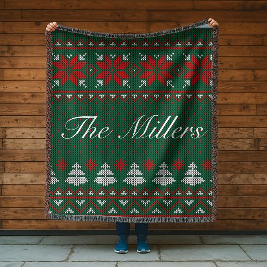 Woven Blanket,personalized christmas Woven Blanket, christmas Gift for Family, Winter Decor, Holiday Blanket