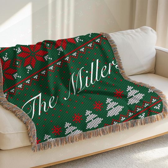Woven Blanket,personalized christmas Woven Blanket, christmas Gift for Family, Winter Decor, Holiday Blanket