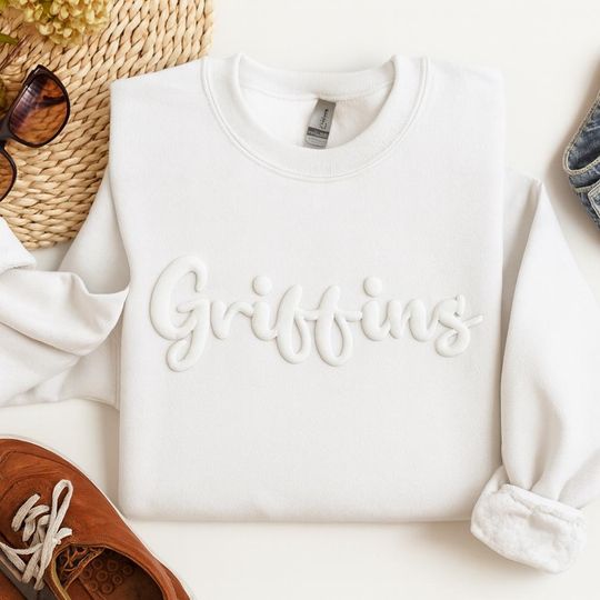 Grin Embossed Sweatshirt, Puff Print Holiday Crewneck