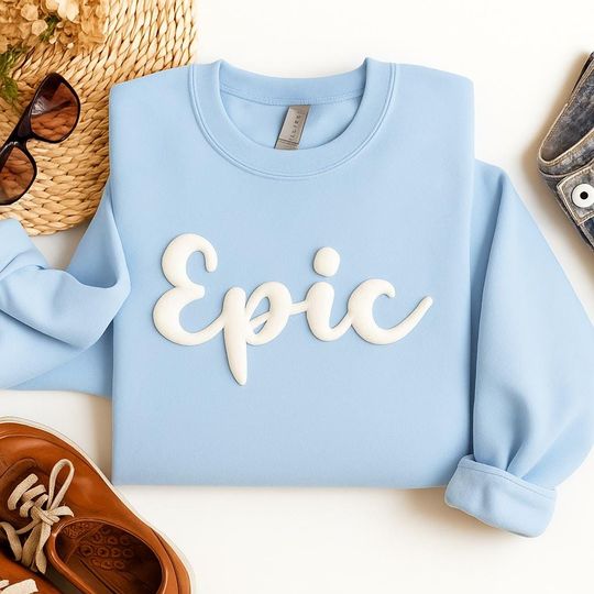 Grin Embossed Sweatshirt, Puff Print Holiday Crewneck