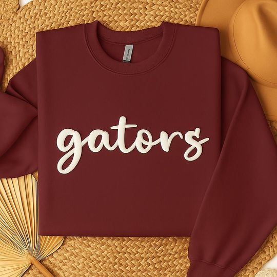 Grin Embossed Sweatshirt, Puff Print Holiday Crewneck