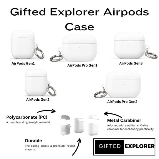 Floral Design AirPods Case, Protective AirPods Cover, Impact Absorbing AirPods Case with Carabiner, Wireless Charging Compatible