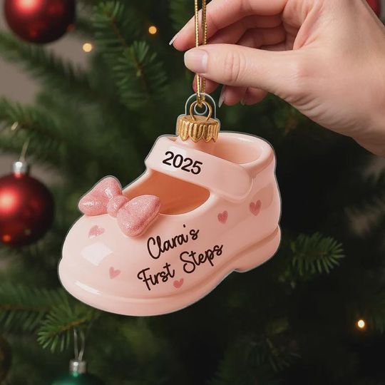 Baby's First Steps Ornament: Acrylic Christmas Keepsake