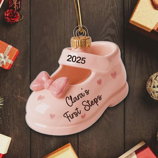 Baby's First Steps Ornament: Acrylic Christmas Keepsake