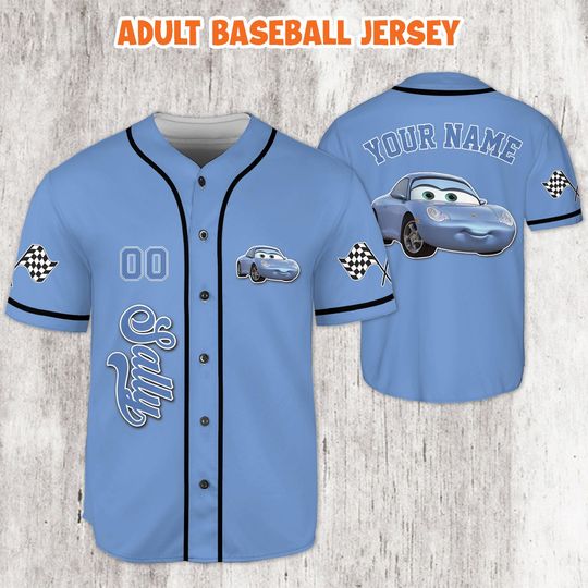 Personalized Sally Carrera Cars Baseball Jersey, Custom Racing Shirt