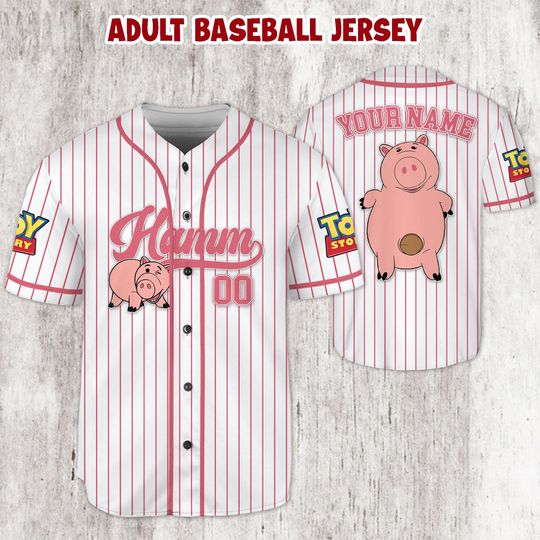 Personalized Toy Story Hamm Baseball Jersey, Pig Character Shirt, Birthday Gift for Kids Adults