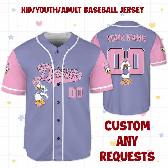 Personalized Daisy Duck Baseball Jersey, Disneyland Team Matching Outfit, Birthday Gift
