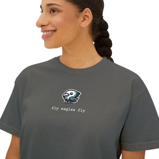 Fly eagles fly adorable logo Flowy Cropped Tee