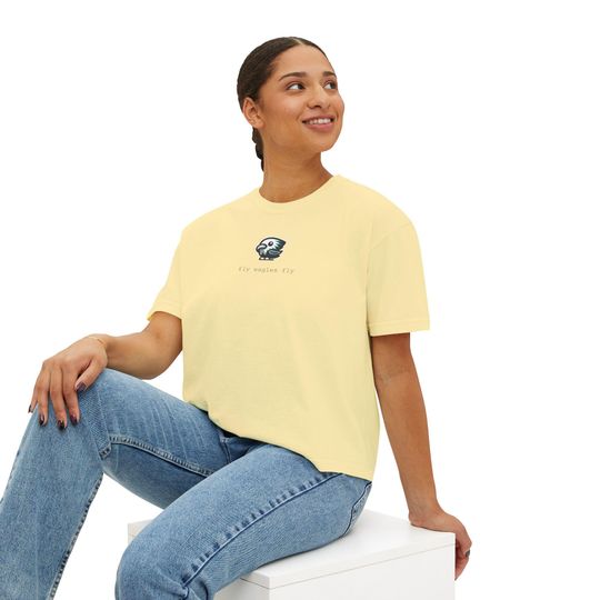 Fly eagles fly adorable logo Flowy Cropped Tee