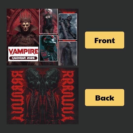 2026 Gothic Vampire Wall Calendar Dark Fantasy Monthly Planner Dracula Squad