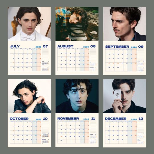 Timothe Chalamet Calendar 2026: Celebrity Wall Calendar, Gift for Fan