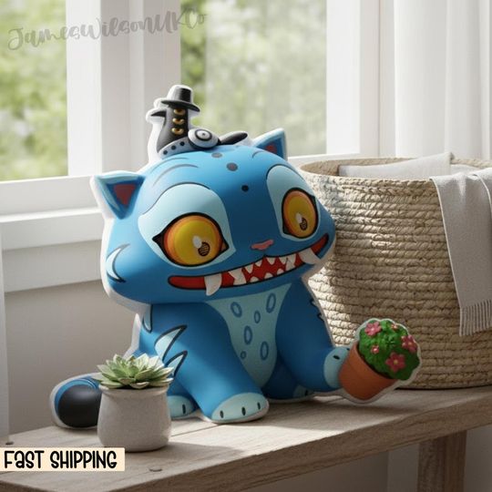 Derpy Tiger Pillow, Cute Huntrix Pillow, Derpy Tiger Kpop Demon Hunters Plush, Kpop Demon Hunters Pillow, KPop Demon Hunters Pillow Case
