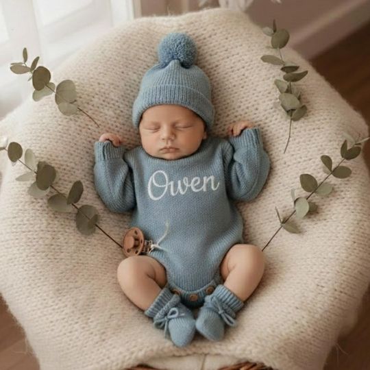 Personalized Embroidered Newborn Romper, Custom Baby Ruffle Romper Set, Coming Home Outfit, Baby Shower Gift