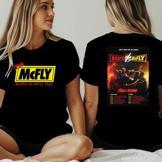 Busted vs McFly Tshirt, McFLY Tshirt, Busted Band Tshirt, Concert Announced Tee, McFly Concert Tee, Pop rock TShirt, Music Concert Tee
